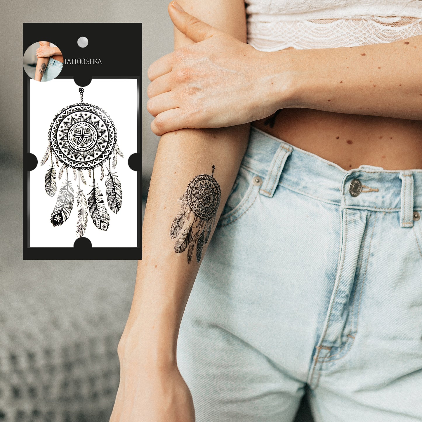 Dream catcher with feathers (AL-251) - Tattooshka USA