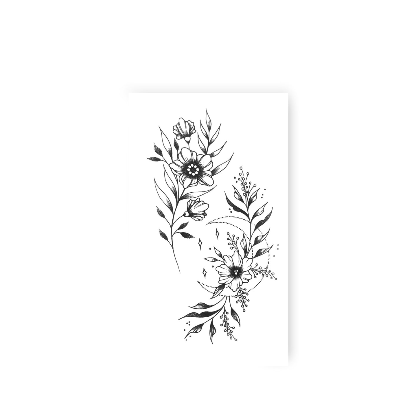 Delicate flowers with the moon (AQ-042) - Tattooshka USA