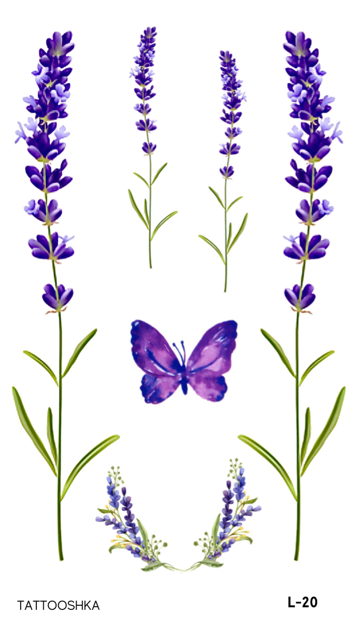 Lavender and a butterfly (L-20) - Tattooshka USA
