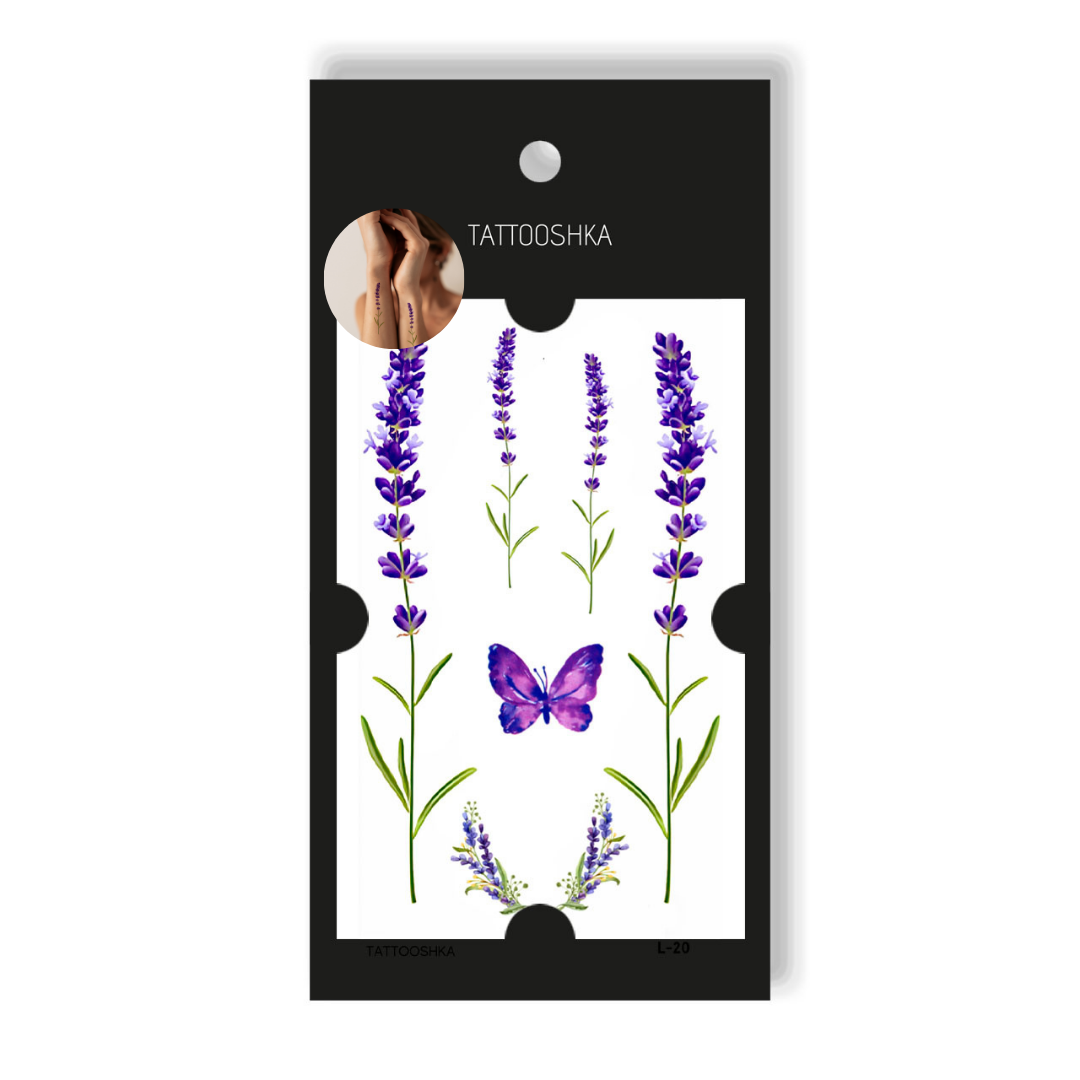 Lavender and a butterfly (L-20) - Tattooshka USA