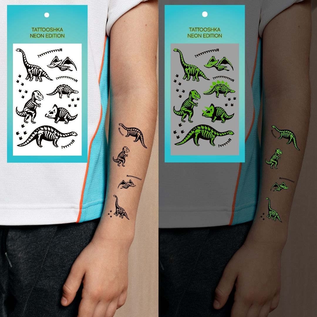 Dinosaurs neon (L-75) - Tattooshka USA