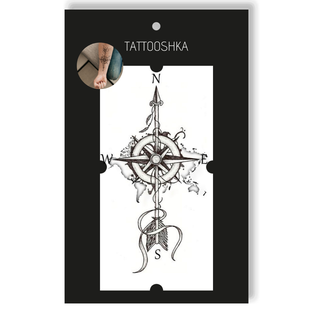 Arrow with a world map (LA-3) - Tattooshka USA