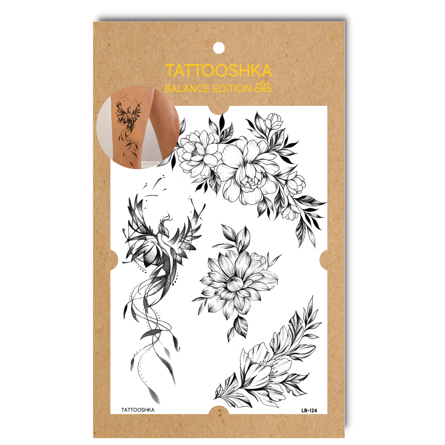 Flowers and Phoenix (LB-124) - Tattooshka USA