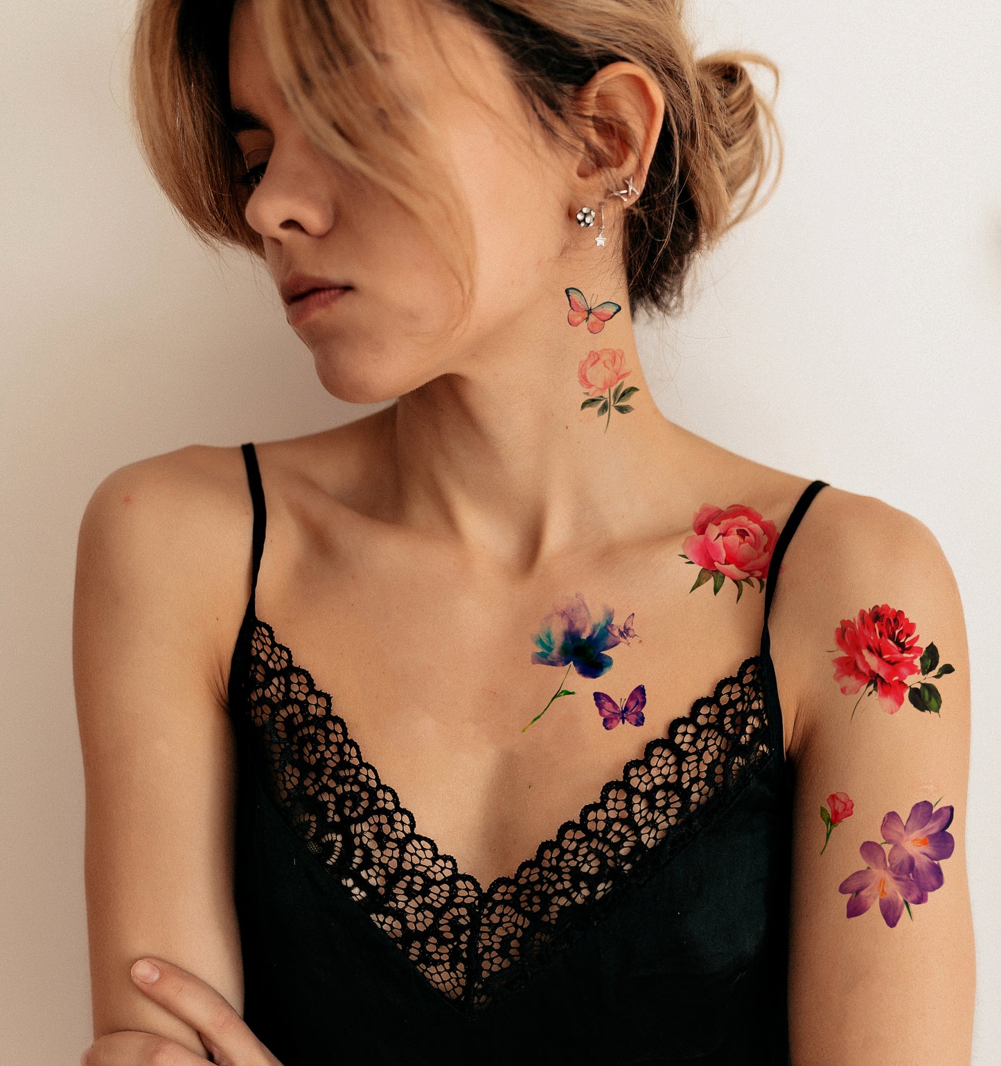 Watercolor set of 8 flowers (LB-131) - Tattooshka USA