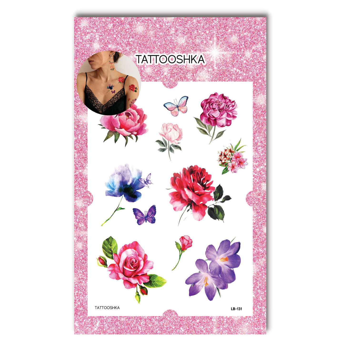 Watercolor set of 8 flowers (LB-131) - Tattooshka USA