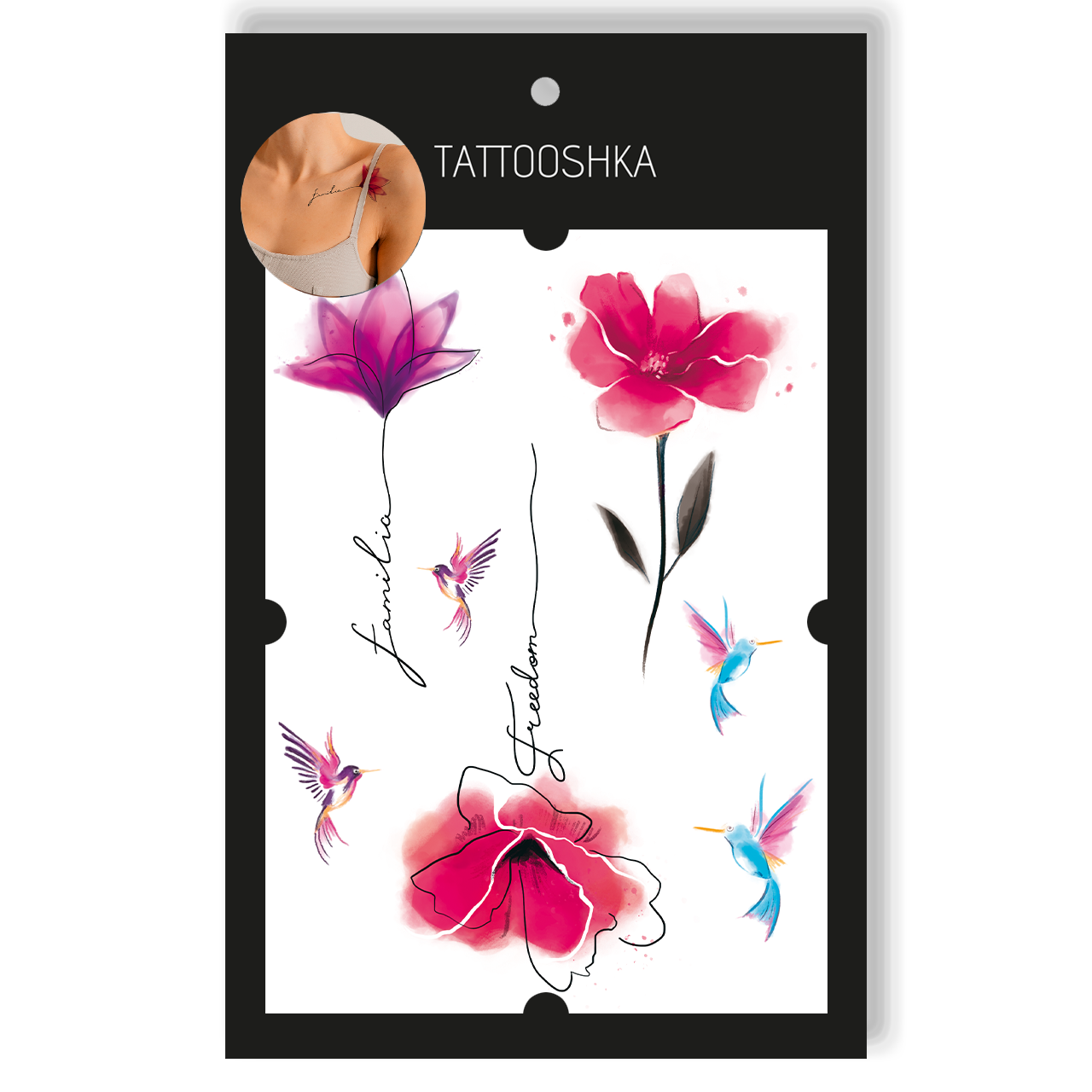 Flowers watercolor Freedom (LB-152) - Tattooshka USA