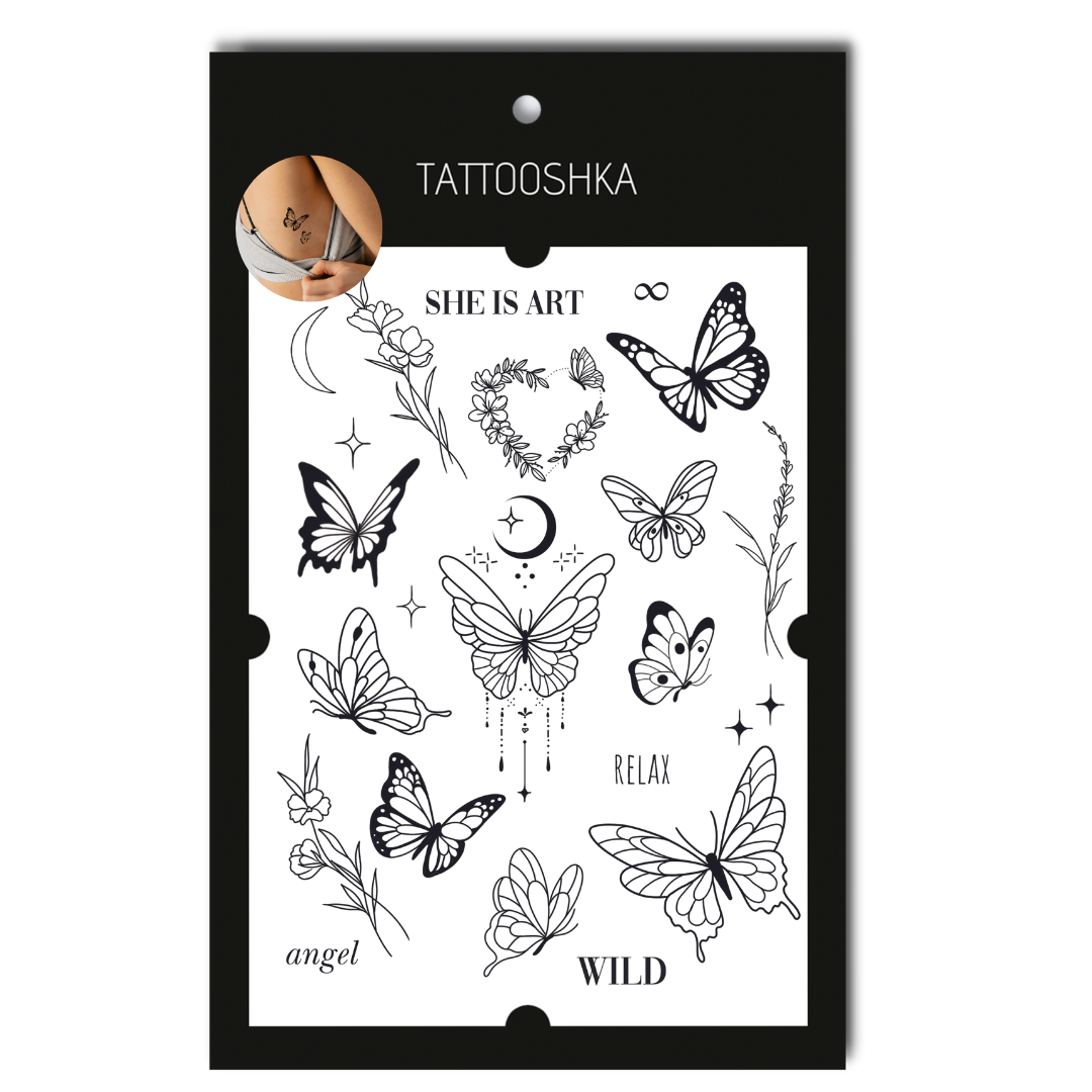 Butterflies and flowers (LB-188) - Tattooshka USA