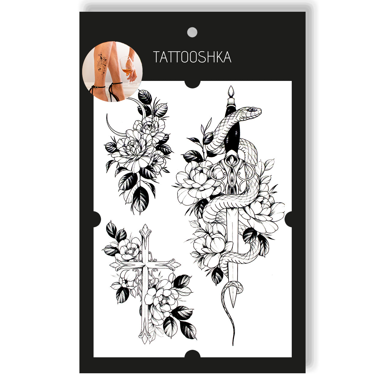 Snake with flowers (LH-308) - Tattooshka USA