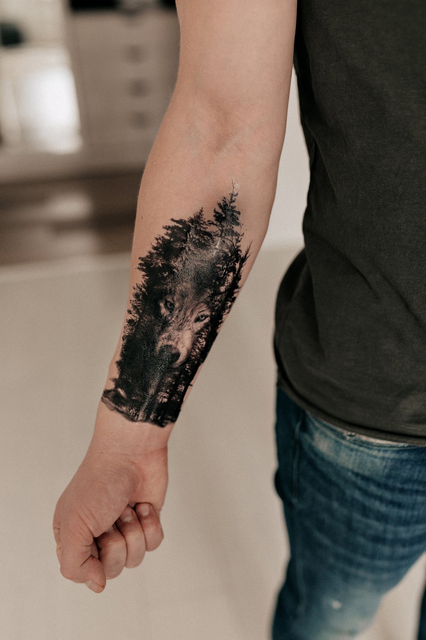 Wolf in the shade of the forest (LL-574) - Tattooshka USA
