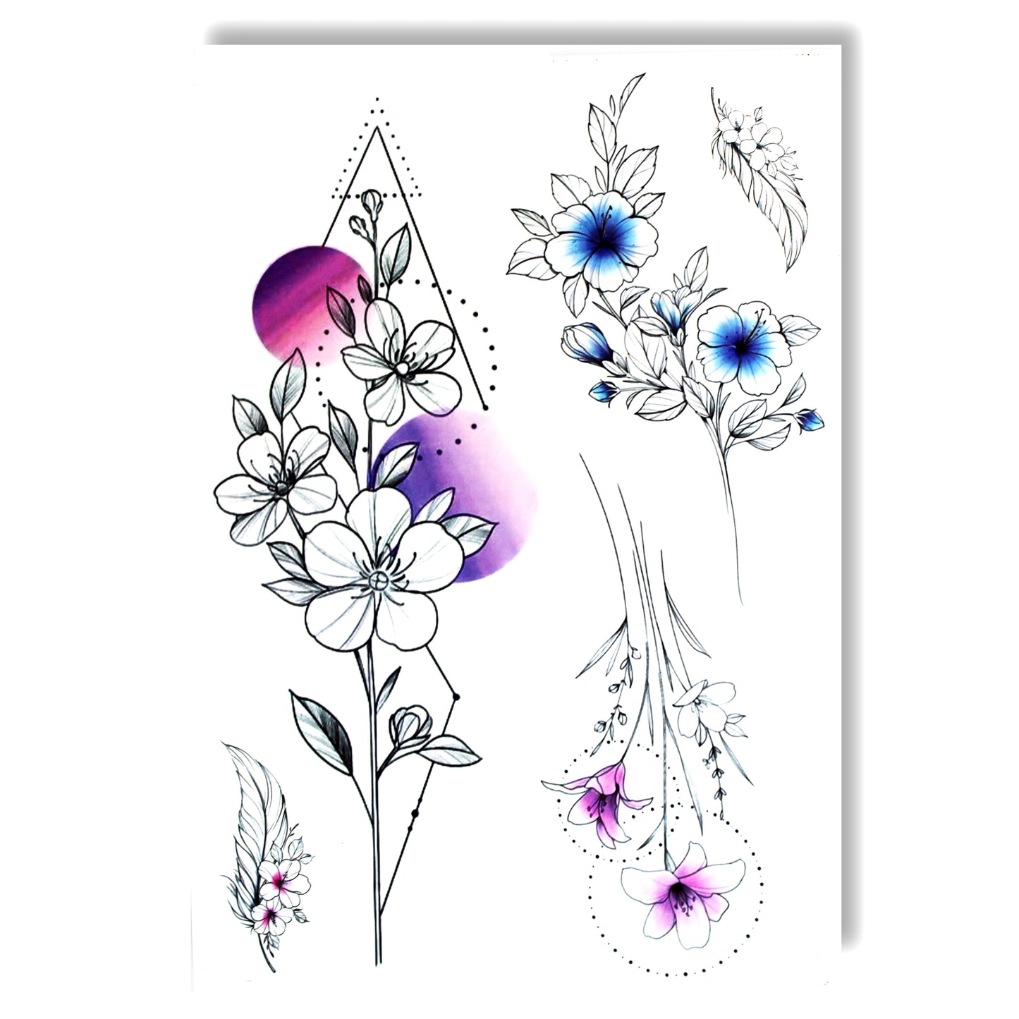 Geometric flowers (LT-722) - Tattooshka USA
