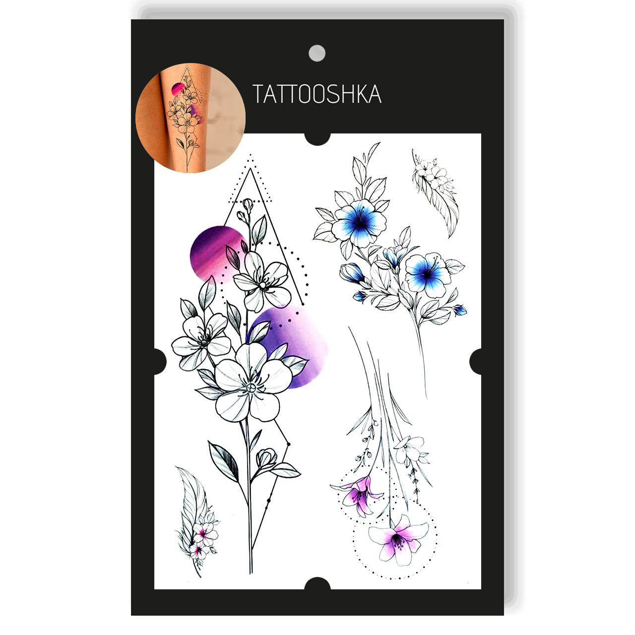 Geometric flowers (LT-722) - Tattooshka USA