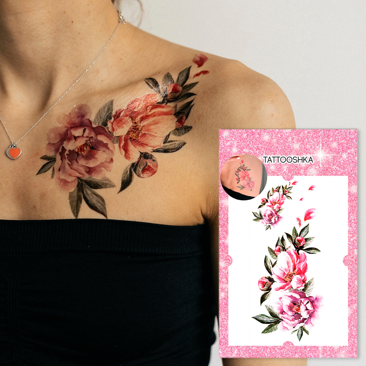Big watercolor flowers (QC-700) - Tattooshka USA
