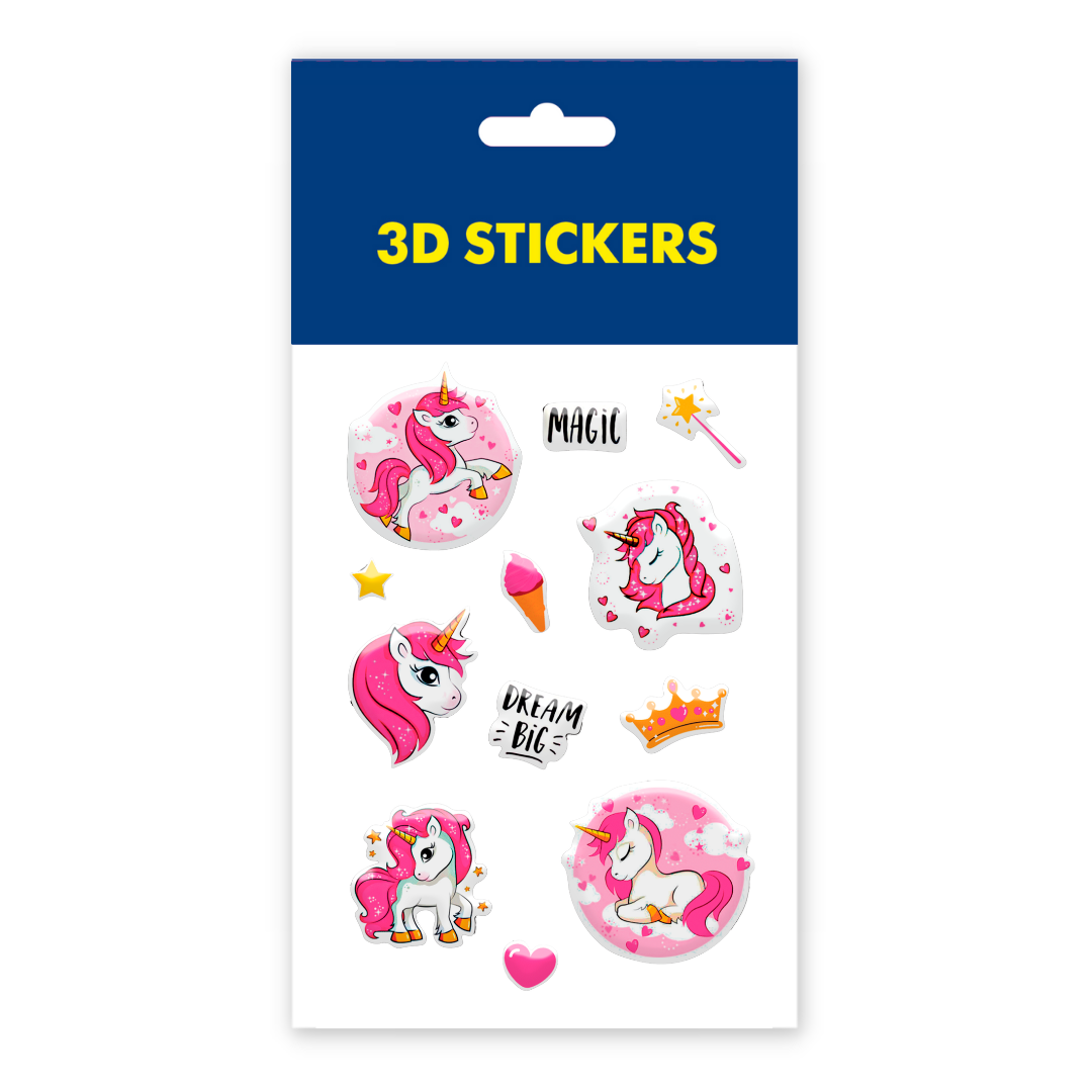 3D stickers "Unicorns". Set of 6 stickers (SB-09) - Tattooshka USA