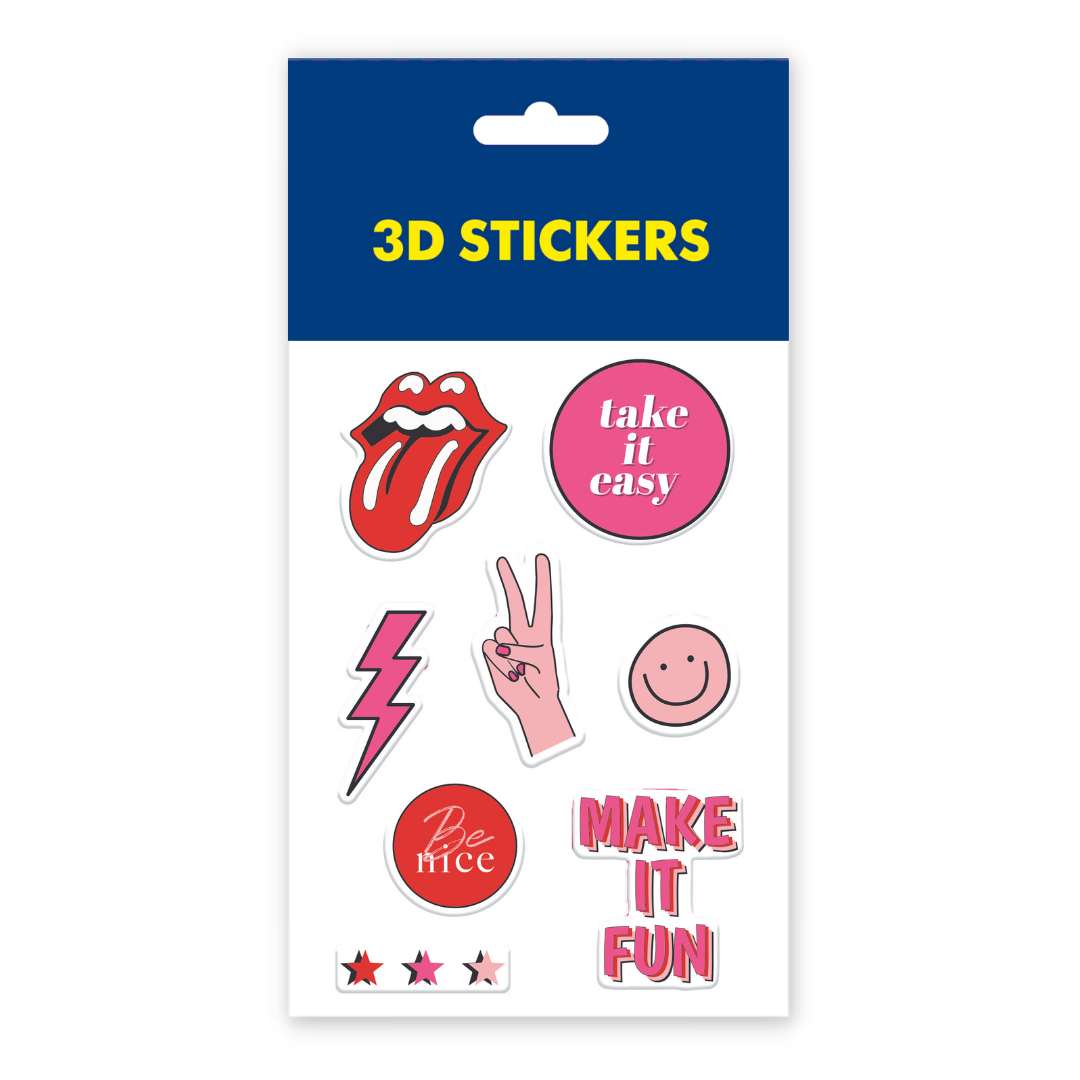 3D stickers "Make it fun". Set of 6 stickers (SB-27) - Tattooshka USA