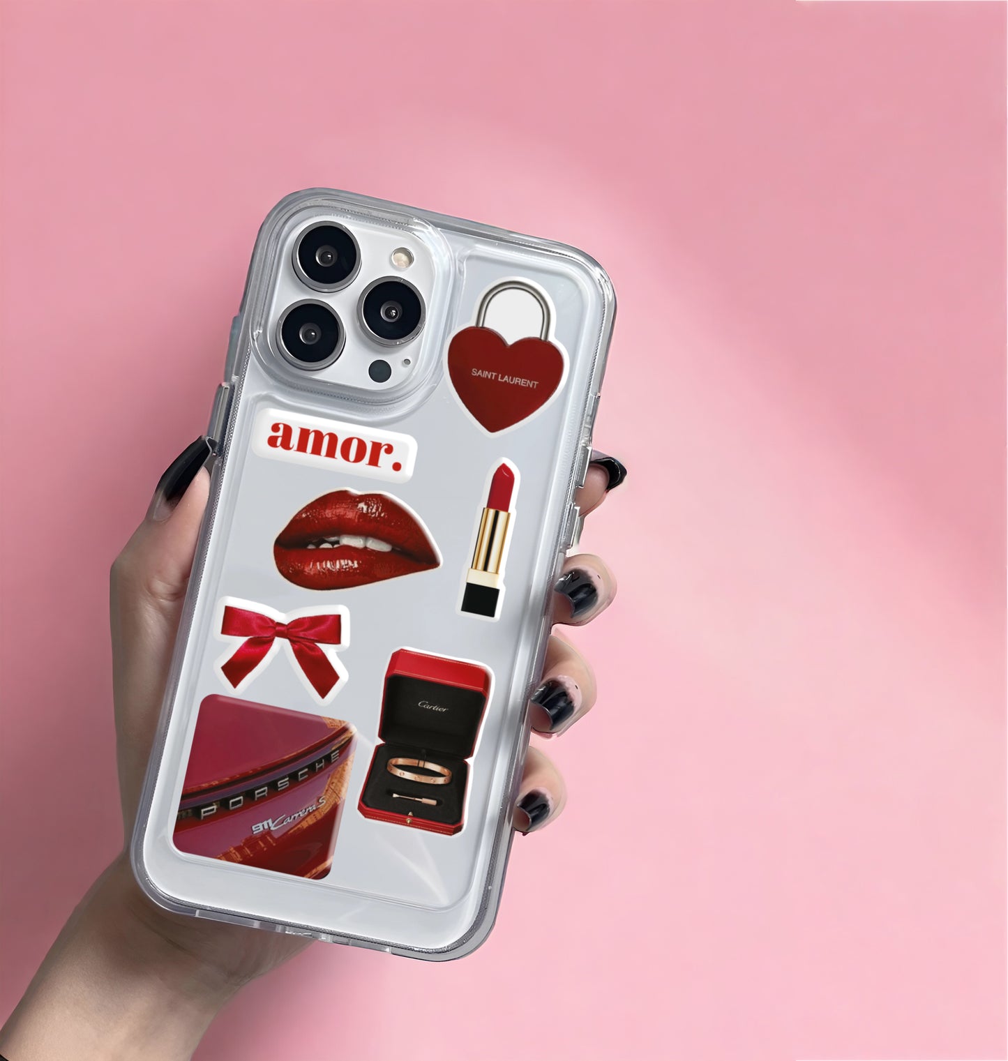 3D stickers "Classic red". Set of 8 stickers (SB-41) - Tattooshka USA