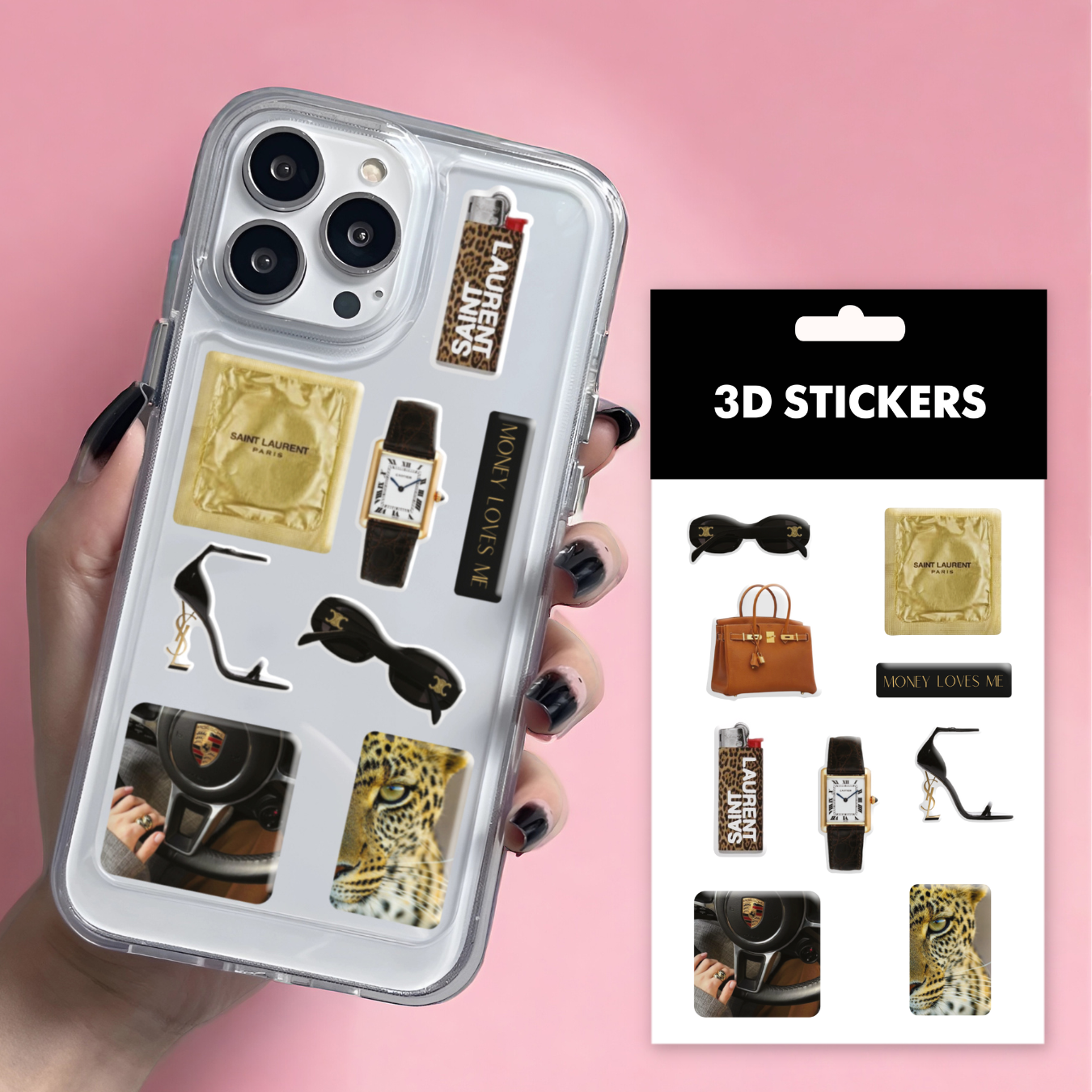 3D stickers "Gold edition". Set of 8 stickers (SB-44) - Tattooshka USA
