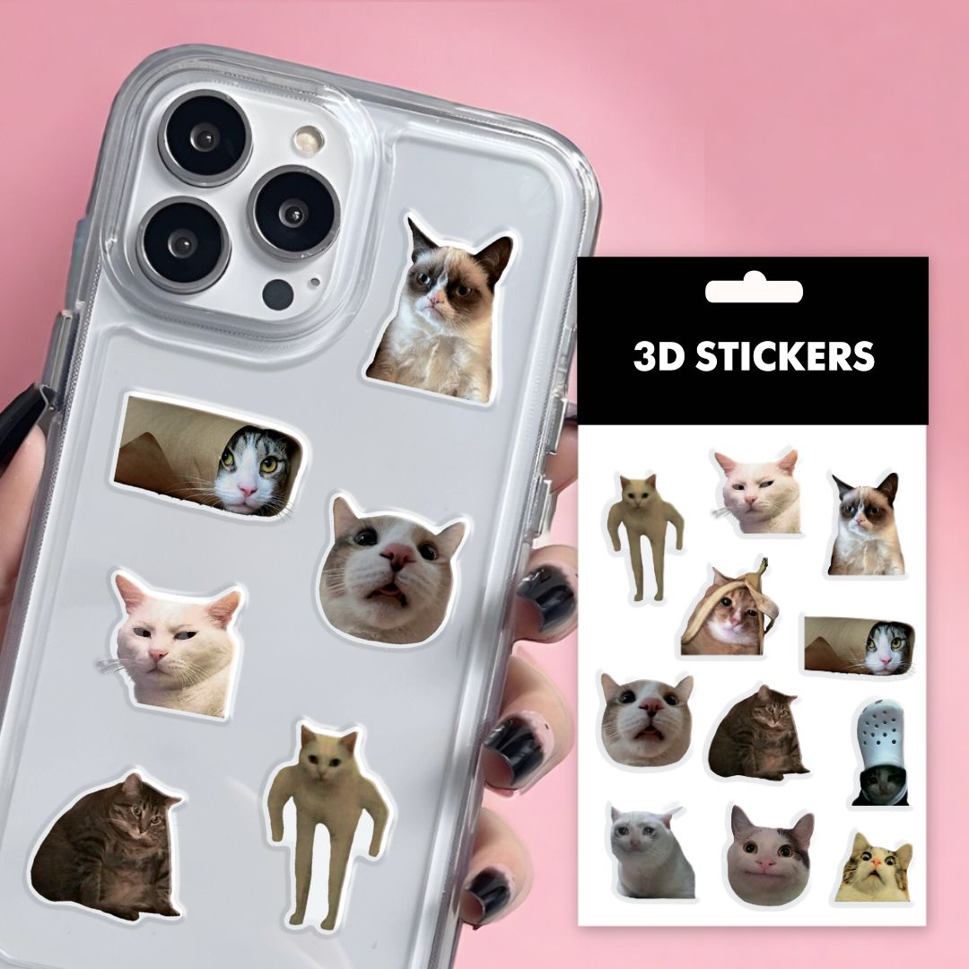 3D stickers "Cats mood memes". Set of 12 stickers (SB-56) - Tattooshka USA