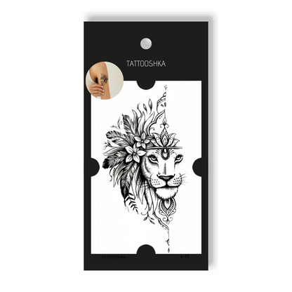 Lion with flowers (L-22) - Tattooshka USA