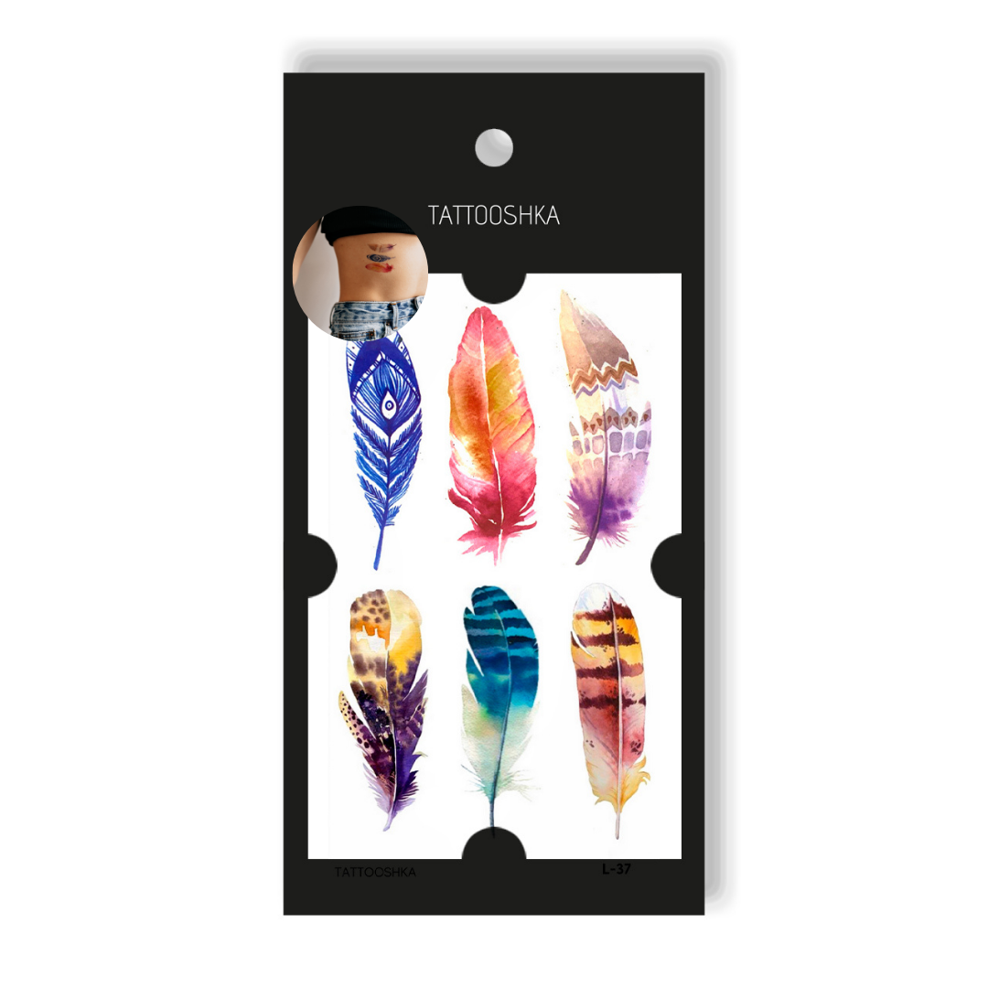 Set of 6 feathers (L-37) - Tattooshka USA