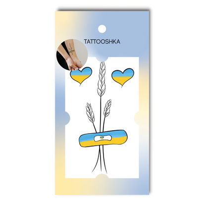 Ukrainian wheat and hearts (L-50) - Tattooshka USA