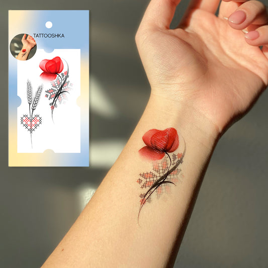 Ukrainian poppy with embroidery (L-56) - Tattooshka USA