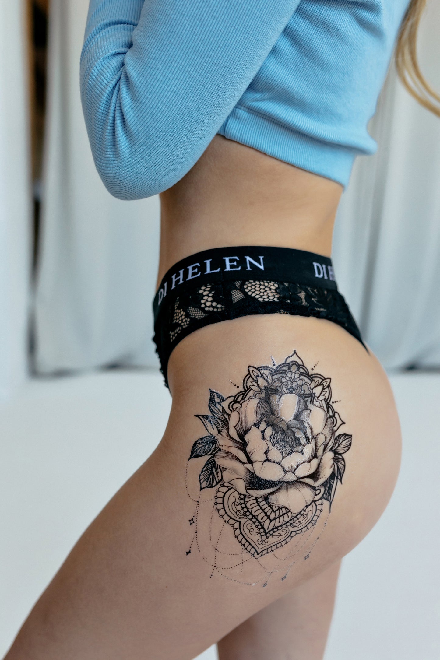 Peony with mandala (LB-118) - Tattooshka USA