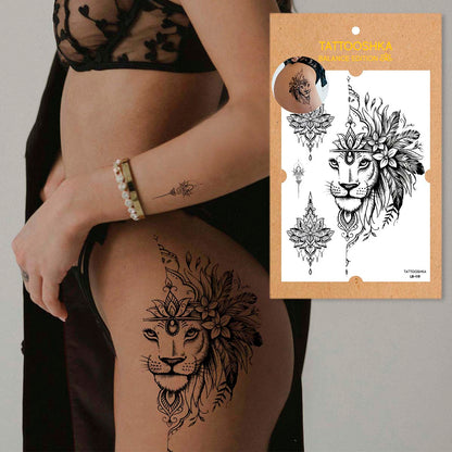 Lion with flowers (LB-119) - Tattooshka USA