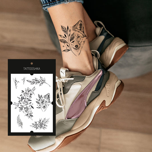 Flower and fox (LB-127) - Tattooshka USA