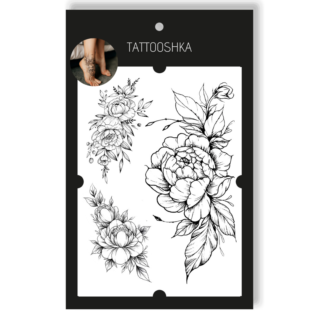 Set of peonies (LB-128) - Tattooshka USA