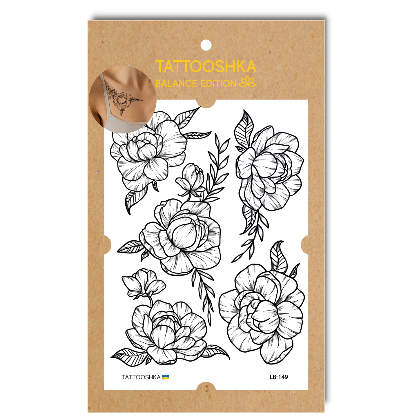 Ukrainian peonies (LB-149) - Tattooshka USA