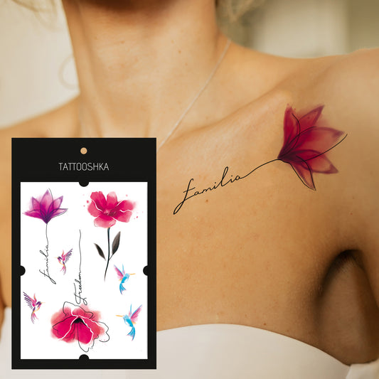 Flowers watercolor Freedom (LB-152) - Tattooshka USA