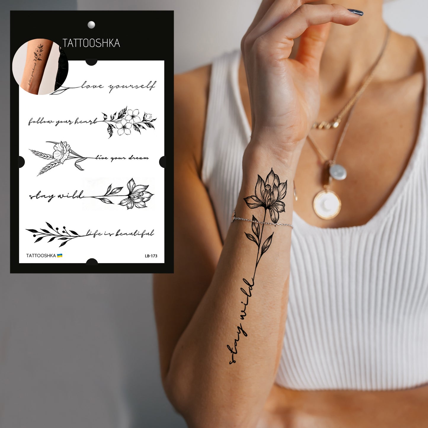 Twigs with phrases (LB-173) - Tattooshka USA