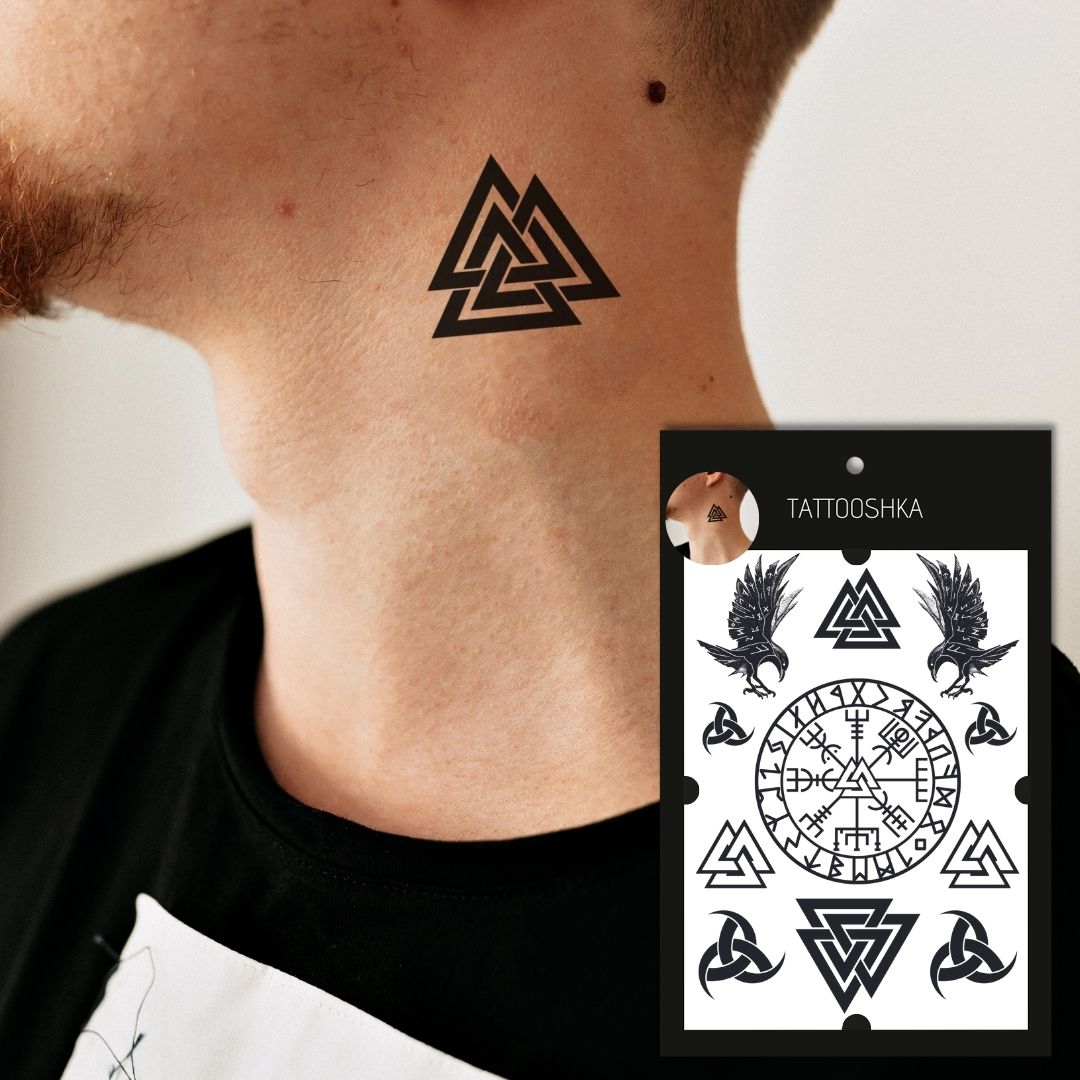 Valknut and runes (LB-183) - Tattooshka USA