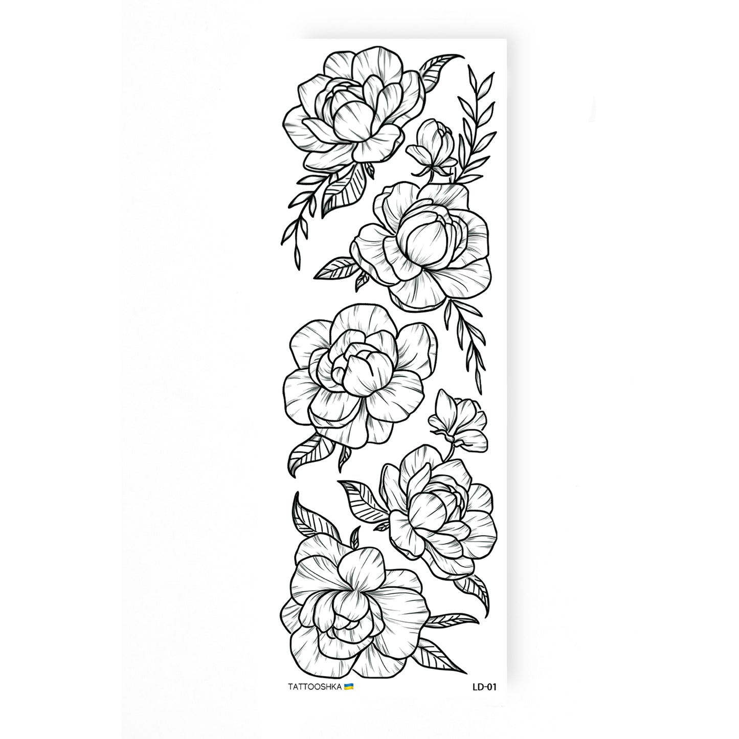 Peonies black and white (LD-01) - Tattooshka USA