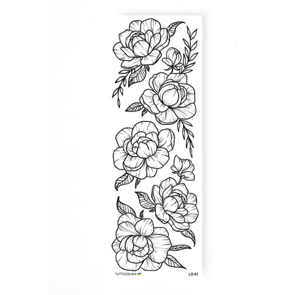 Peonies black and white (LD-01) - Tattooshka USA