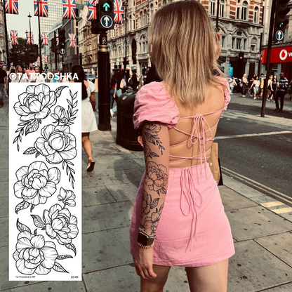 Peonies black and white (LD-01) - Tattooshka USA