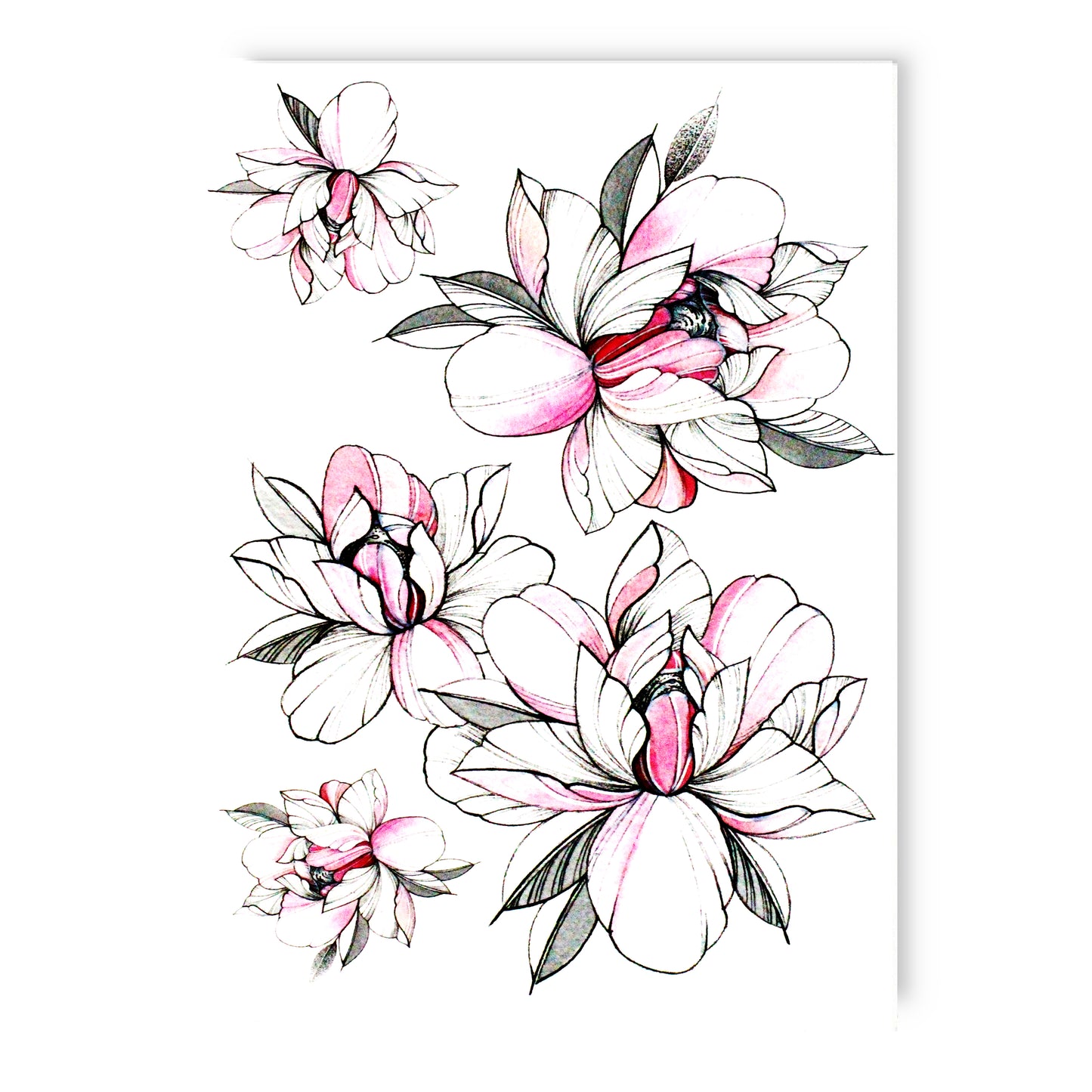 Pink flowers (LT-392) - Tattooshka USA