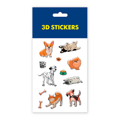 3D stickers "Dogs". Set of 6 stickers (SB-07) - Tattooshka USA