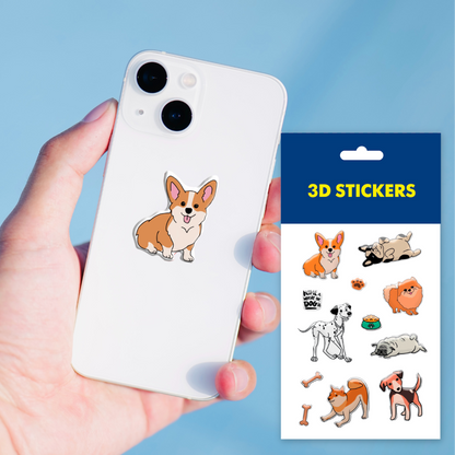 3D stickers "Dogs". Set of 6 stickers (SB-07) - Tattooshka USA