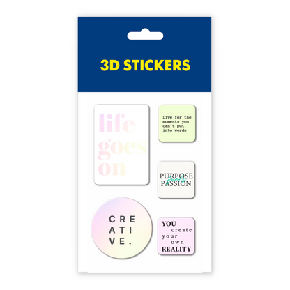 3D stickers "Creative world". Set of 6 stickers (SB-15) - Tattooshka USA