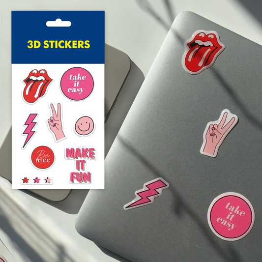 3D stickers "Make it fun". Set of 6 stickers (SB-27) - Tattooshka USA