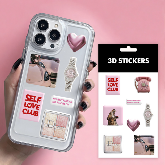 3D stickers "Pink lover". Set of 8 stickers (SB-40) - Tattooshka USA