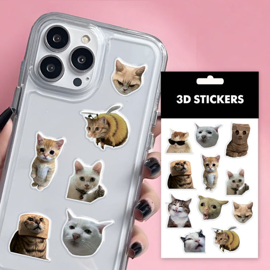 3D stickers "Funny cats". Set of 11 stickers (SB-57) - Tattooshka USA