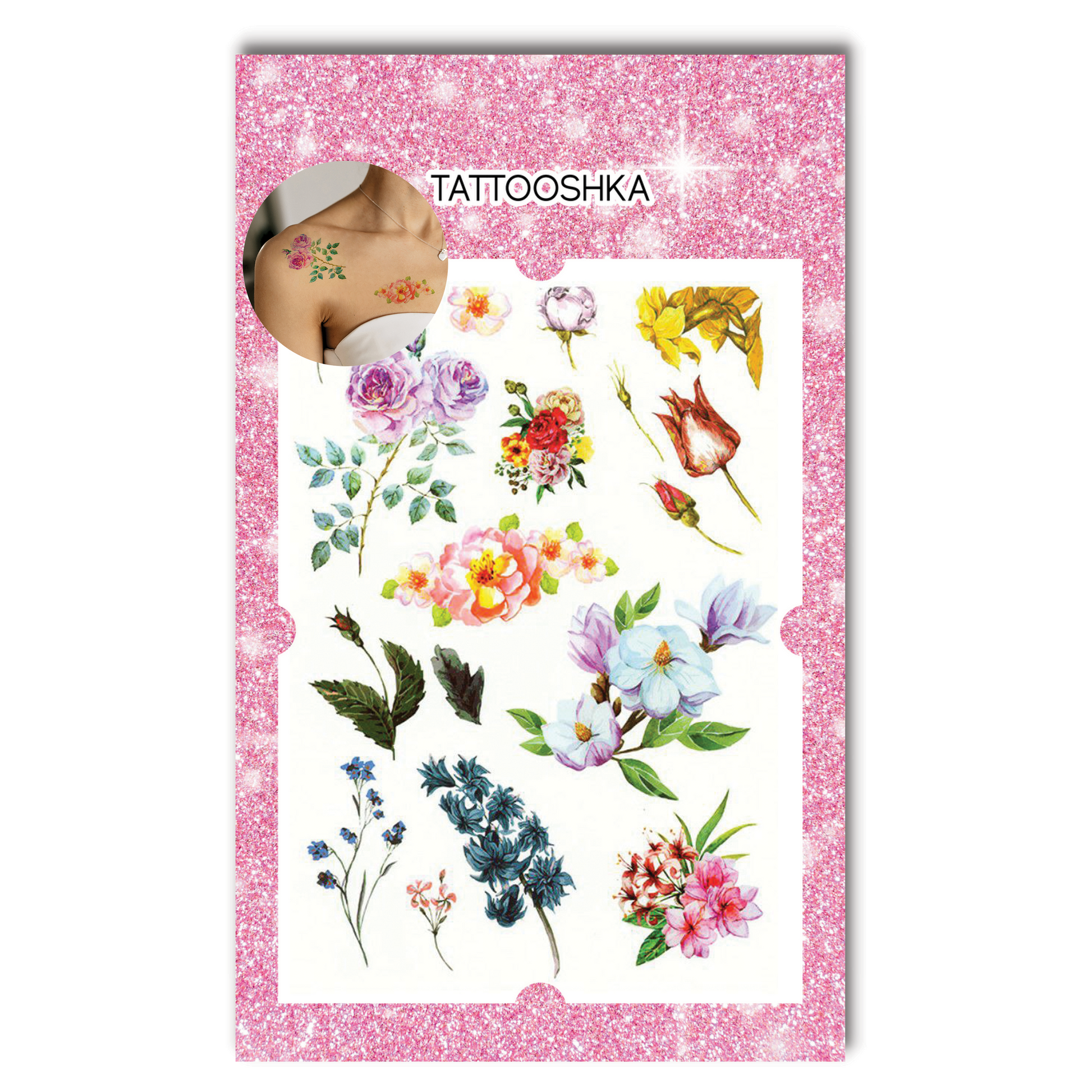 Watercolor flowers (TH-030) - Tattooshka USA