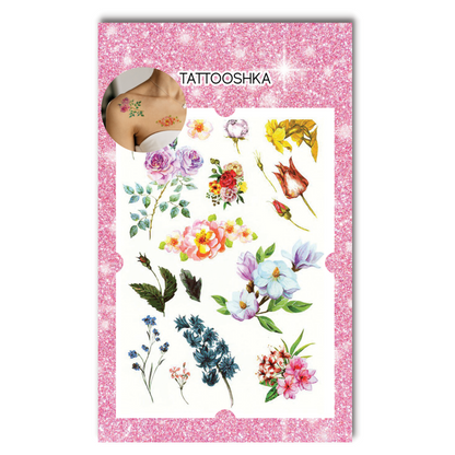 Watercolor flowers (TH-030) - Tattooshka USA