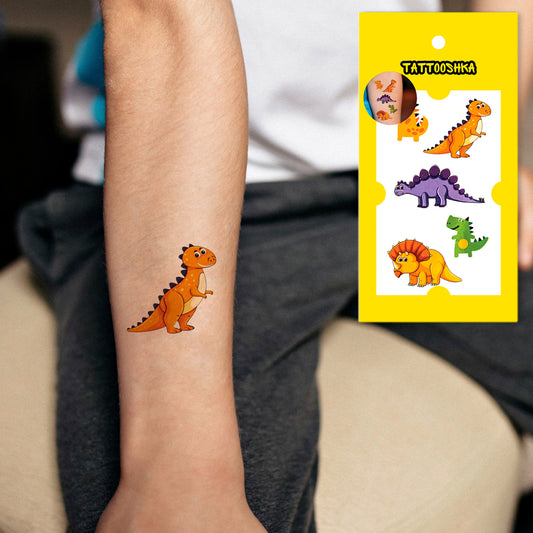 Orange dinosaurs (WS-071) - Tattooshka USA